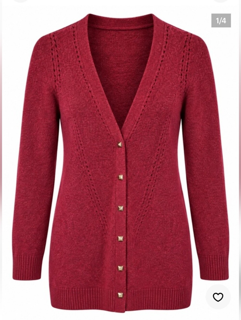 White House Black Market Red VโNeck Button Cardigan